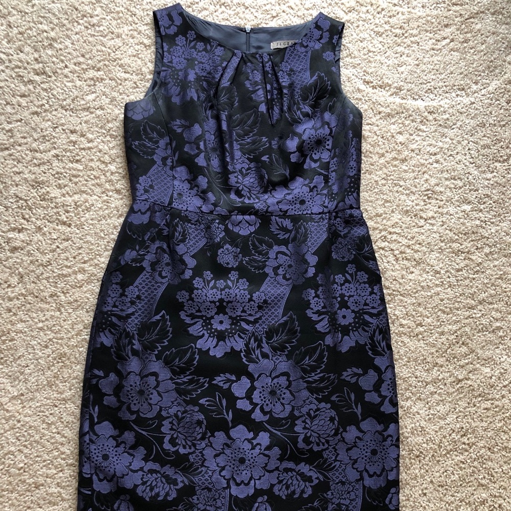 Black and Blue Brocade Jigsaw Brand Dress UK Sz 12